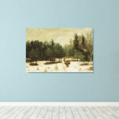 Ingang in het bos in de winter canvas afdruk (Insitu (Houten vloer))