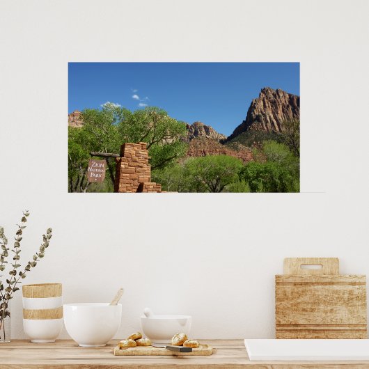 Ingang naar het Nationaal Park Zion in Utah Poster (Keuken)