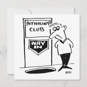 Ingang Potholing Club. Potholing grap Feestdagenkaart