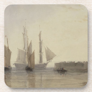 ingang van Calais Harbour, 1829 (m/c, pen & inkt); Drankjes Onderzetter