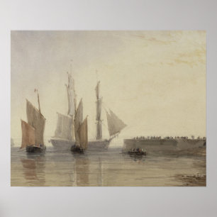 ingang van Calais Harbour, 1829 (m/c, pen & inkt); Poster