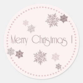 Ingebakken roze kerst snowflakes gekleurd ronde sticker