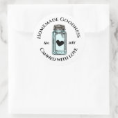 Ingeblikt met Love Homemade Goodness Mason Jar Dat Ronde Sticker (Tas)