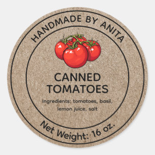 Ingeblikte Tomaten Jar Label Kraft Papier Stijl