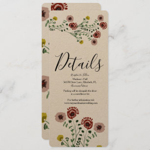 Ingeborduurde Vintage Floral Botanical Wedding Det Kaart