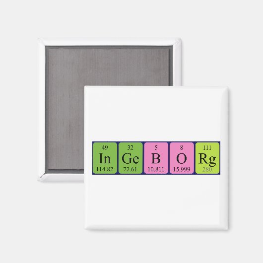 Ingeborg nom de table périodique aimant (Recto/Verso)