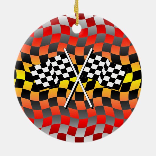 ingecheckte vlaggen keramisch ornament (Achterkant)