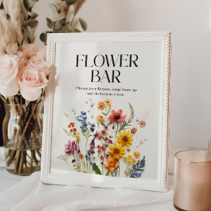Ingedrukte bloemen Wildflower Bar teken Poster