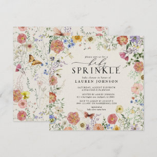 Ingedrukte Wildflower Bloemen Baby Sprinkle Shower Kaart