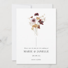 Ingedrukte Wildflower Save the Date Kaart