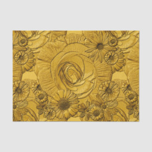 Ingegraveerde Flowers-Gold-Tissue Wrapping Tissuepapier