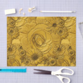 Ingegraveerde Flowers-Gold-Tissue Wrapping Tissuepapier (Craft)