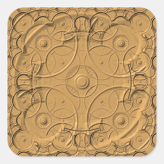 Ingegraveerde ringen op goudmetaalsticker vierkante sticker (Voorkant)