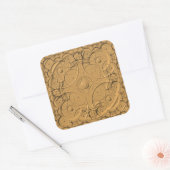 Ingegraveerde ringen op goudmetaalsticker vierkante sticker (Envelop)