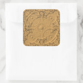 Ingegraveerde ringen op goudmetaalsticker vierkante sticker (Tas)