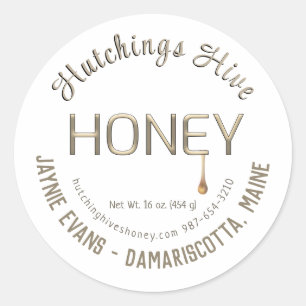 Ingegrepen Gold Driving Honey Dark Gold Script Ronde Sticker