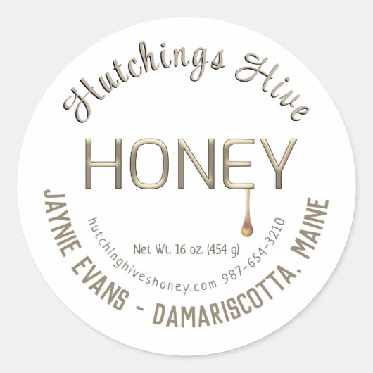 Ingegrepen Gold Driving Honey Dark Gold Script Ronde Sticker (Voorkant)