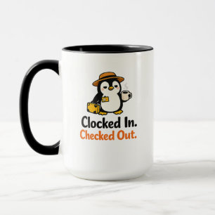 Ingeklokt Uitgecheckt Grappige Pinguïn Ontwerp Mok
