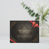  ingelijst Damask rood lint cadeaubon Briefkaart (Staand voorkant)