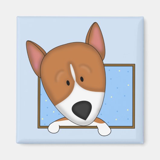 Ingelijste Cartoon Basenji Magnet Magneet (Voorkant)