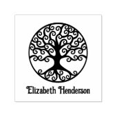 Ingelijste Curly Tree of Life met optionele naam Zelfinktende Stempel (Design)