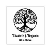 Ingelijste Curly Tree of Life Paar Namen Datum Zelfinktende Stempel (Design)