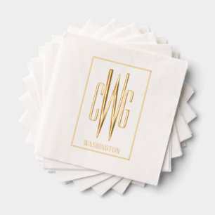 Ingelijste Eenvoudige 3 Initiaal Letter Monogram N Folie Servetten