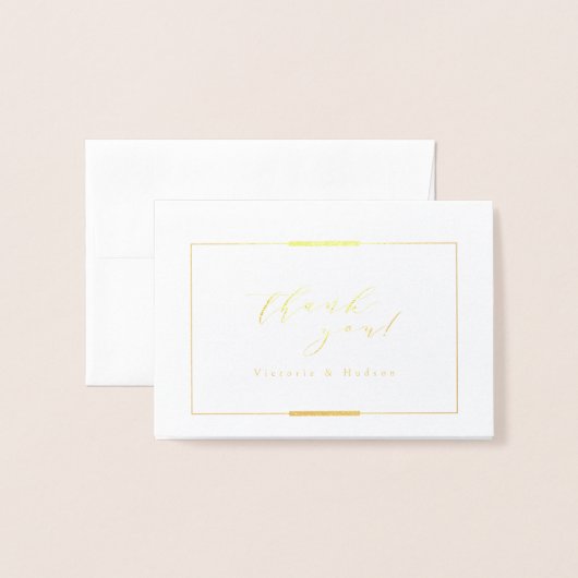 Ingelijste Elegantie Goud Eenvoudig Modern Classy  Folie Kaarten (Voorkant met envelop)