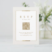 Ingelijste Elegantie Modern Classy QR code Bruilof RSVP Kaartje (Staand voorkant)