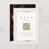 Ingelijste Elegantie Modern Classy QR code Bruilof RSVP Kaartje (Voorkant / Achterkant)