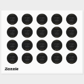 Ingelijste Elegantie Zwart Eenvoudig Modern Bruilo Ronde Sticker (Vel)