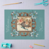 Ingelijste Floral Bird Kooi & Script Decoupage Tissuepapier (Craft)