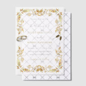Ingelijste Gold Vellum Wedding Invitation Sjabloon (Offset (Uitnodiging))
