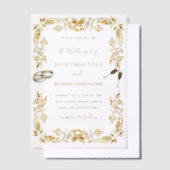 Ingelijste Gold Vellum Wedding Invitation Sjabloon (Offset)
