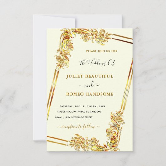 Ingelijste gouden bruiloft uitnodiging ontwerp uw (Voorkant)