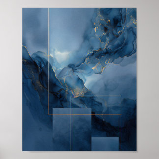 Ingelijste Haze Blauwe Turquoise Geometrische Abst Poster