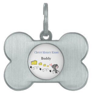 Ingelijste hondenpenning Mousey Cheesy Kisses Pupp Huisdieren Naamplaatje