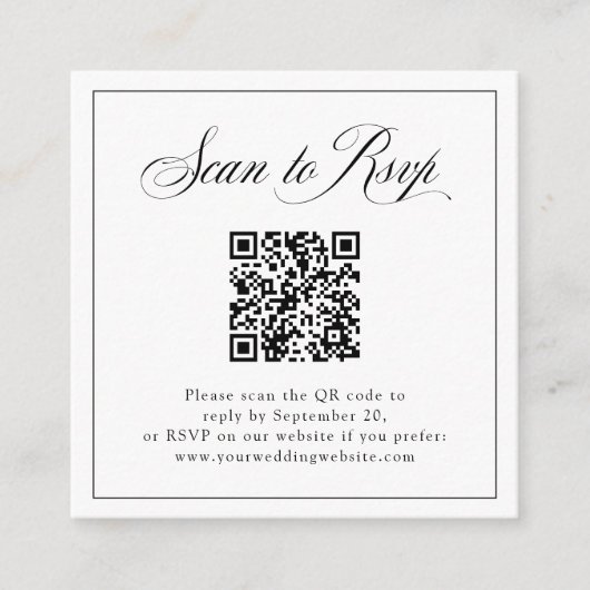 Ingelijste Italiaanse elegantie | RSVP met QR-code Informatiekaartje (Voorkant)