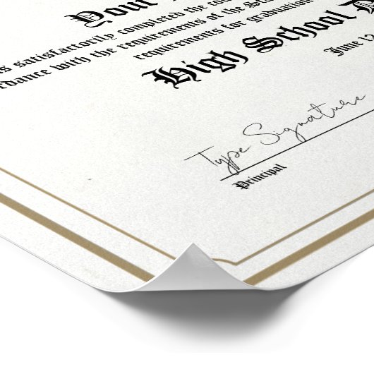 Ingelijste Middelbare School afstuderen Diploma, G Poster (Hoek)