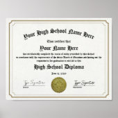 Ingelijste Middelbare School afstuderen Diploma, G Poster (Voorkant)