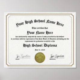 Ingelijste Middelbare School afstuderen Diploma, G Poster