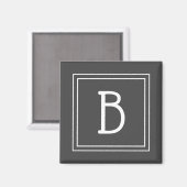 Ingelijste Modern Monogrammed Letter Initiaal Grij Magneet (Voorkant / Achterkant)