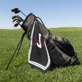 Ingelijste naam en monogram | Zwart Wit & Roze Golfhanddoek (Groen)