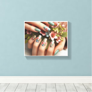 Ingelijste Nail Art Stretched Canvas Print