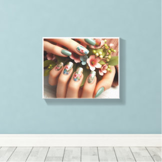 Ingelijste Nail Art Stretched Canvas Print