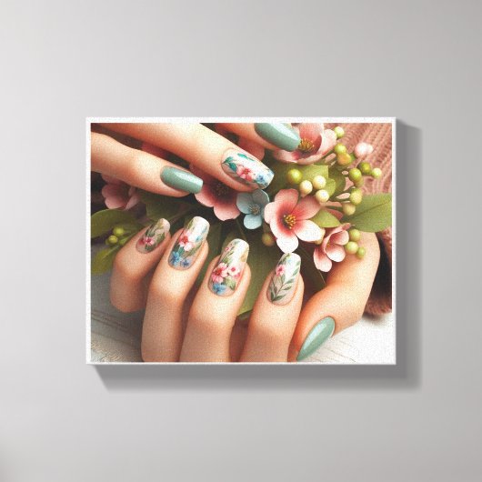 Ingelijste Nail Art Stretched Canvas Print (Voorkant)