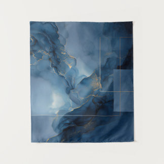 Ingelijste nevel blauwe turquoise geometrische abs wandkleed