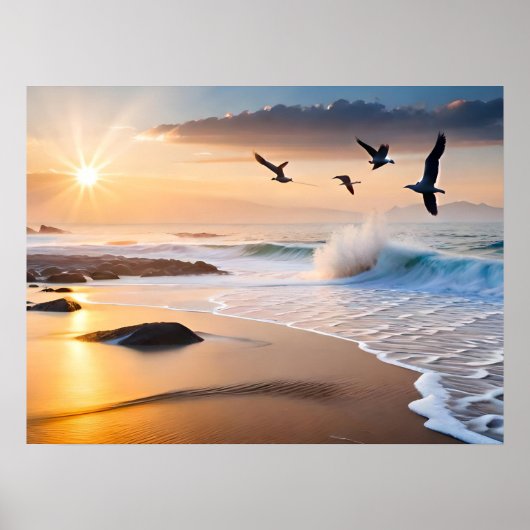 Ingelijste Poster Art Beach Sunset (Voorkant)