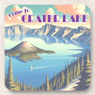 Ingelijste Poster bij Crater Lake Vintage Bier Onderzetter