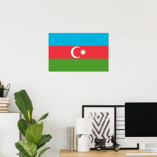 Ingelijste print met Vlag van Azerbeidzjan